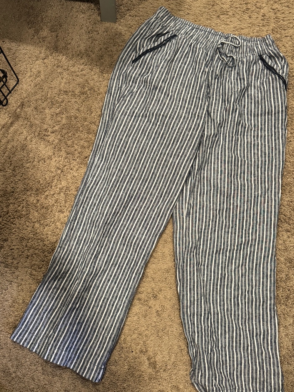 2 Striped Linen Pants Set - Picture 2 of 5